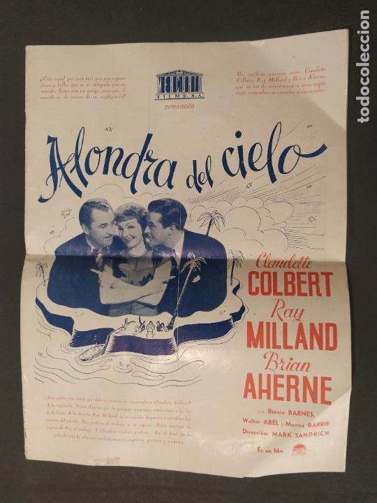 Cine: ALONDRA DEL CIELO-CLAUDETTE COLBERT-RAY MILLAND-BRIAN HERNE-VER FOTOS-(K-11.488)