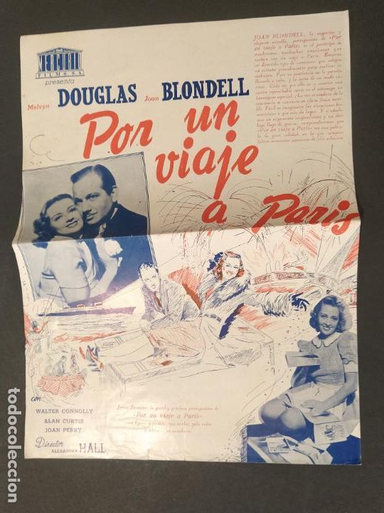 Cine: POR UN VIAJE A PARIS-MELVYN DOUGLAS-JOAN BLONDELL-GUIA DE CINE-VER FOTOS-(K-11.489)