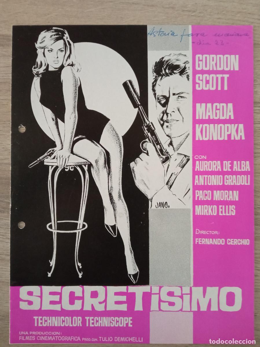 Cinema: GU&Iacute;A PUBLICITARIA DE LA PEL&Iacute;CULA SETRETISIMO, GORDON SCOTT, MAGDA KONOPKA, 4 HOJAS