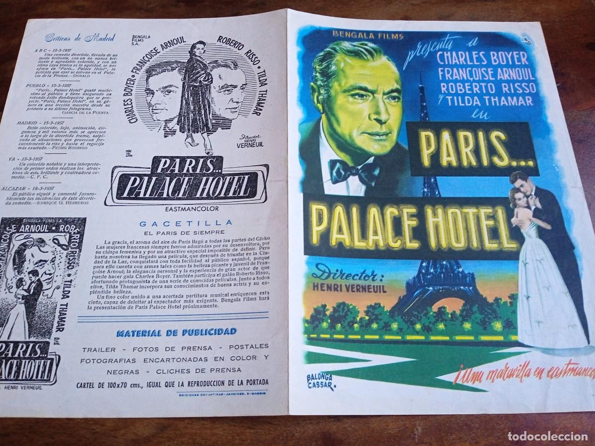 Cin&eacute;ma: Paris Palace Hotel - Charles Boyer, Tilda Thamar, Francoise Arnoul - Guia original Bengala 1959