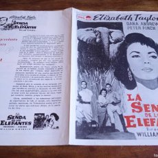 Cine: LA SENDA DE LOS ELEFANTES - ELIZABETH TAYLOR,PETER FINCH,DANA ANDREWS - GUIA ORIGINAL PARAMOUNT 1964