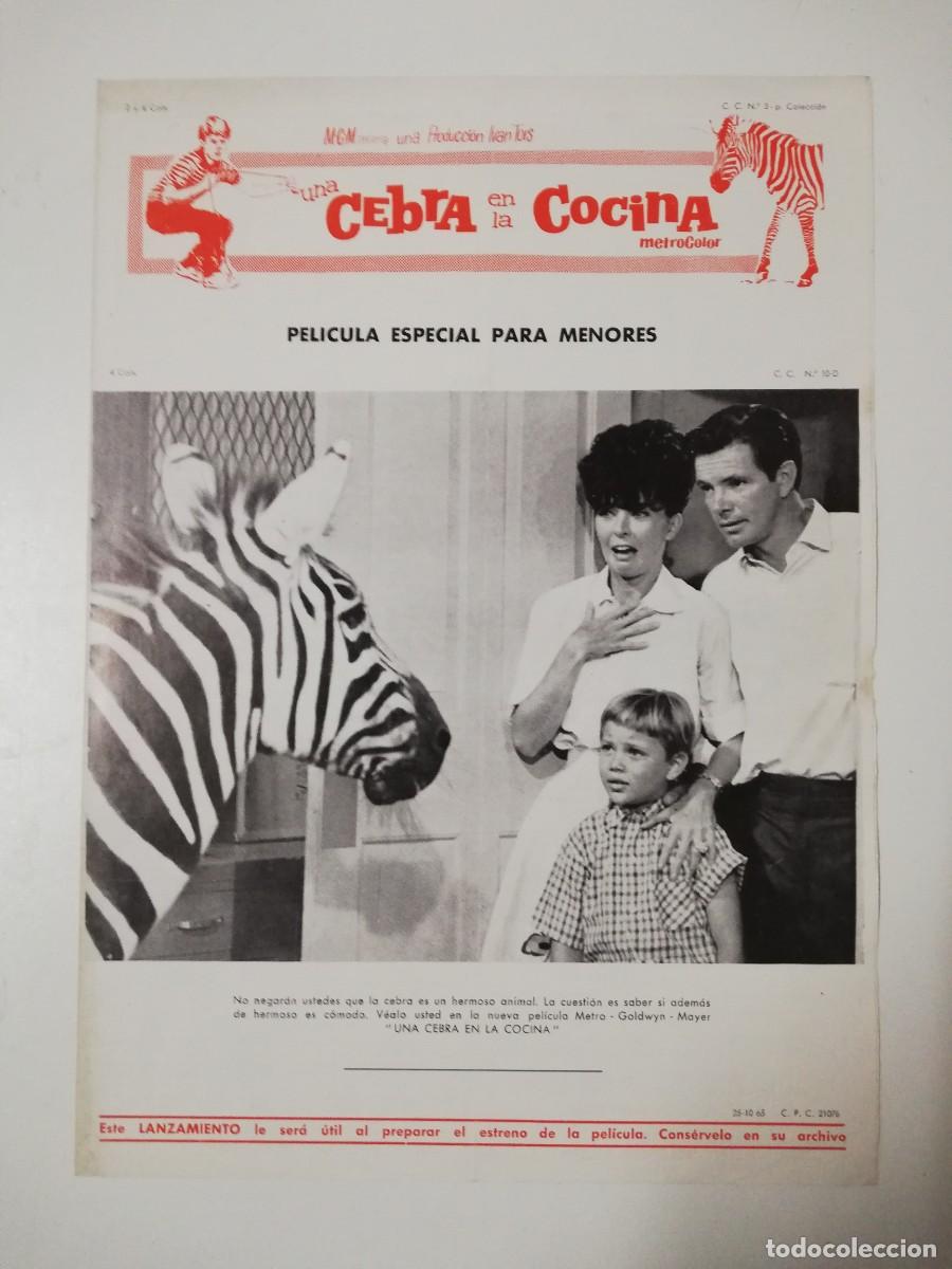 Cinema: GUIA PUBLICITARIA DE CINE UNA CEBRA EN LA COCINA - JAY NORTH - MARTIN MILNER