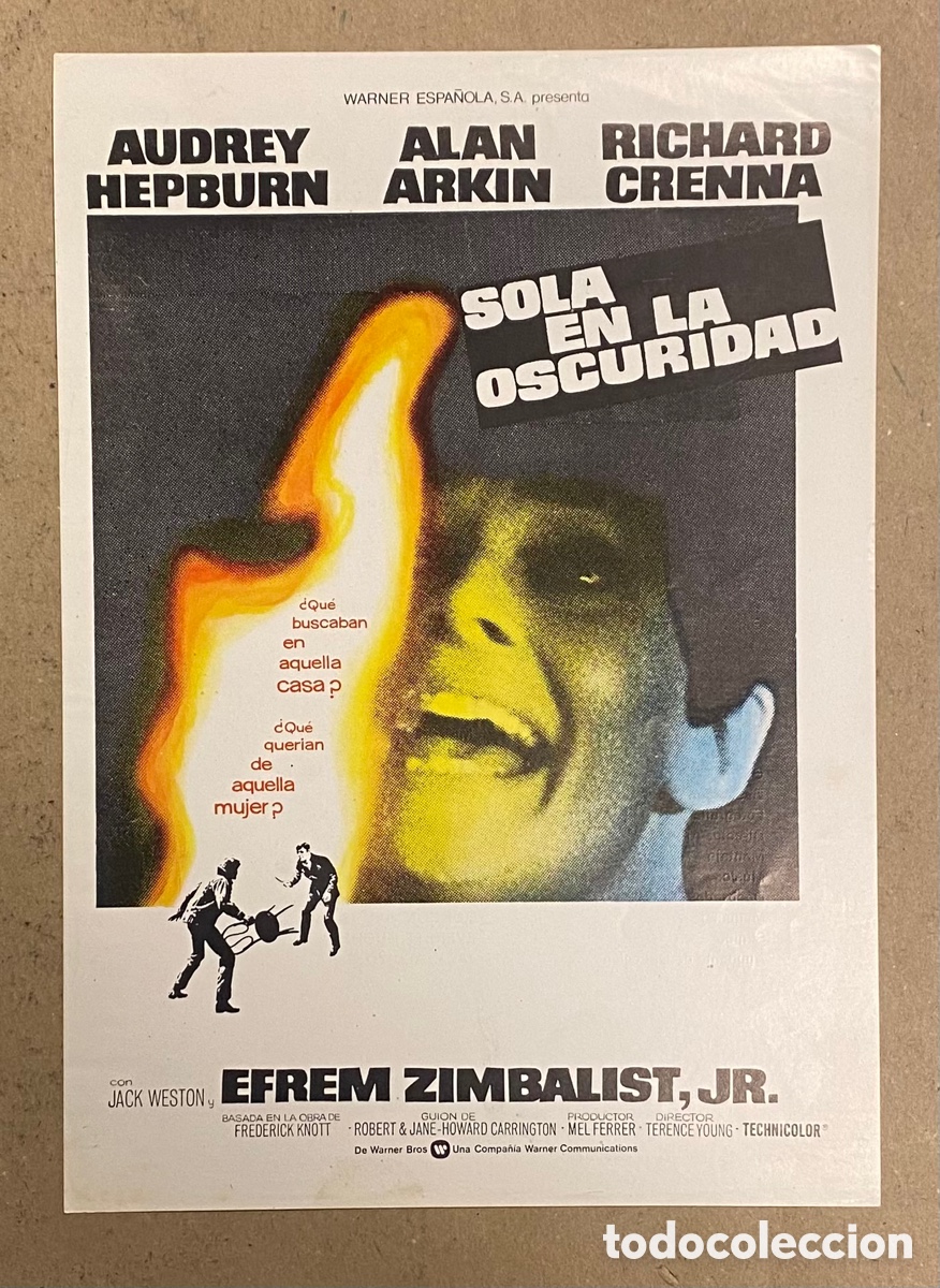 Cinema: SOLA EN LA OSCURIDAD. GU&Iacute;A PROMOCIONAL DE LA PEL&Iacute;CULA. AUDREY HEPBURN, ALAN ARKIN