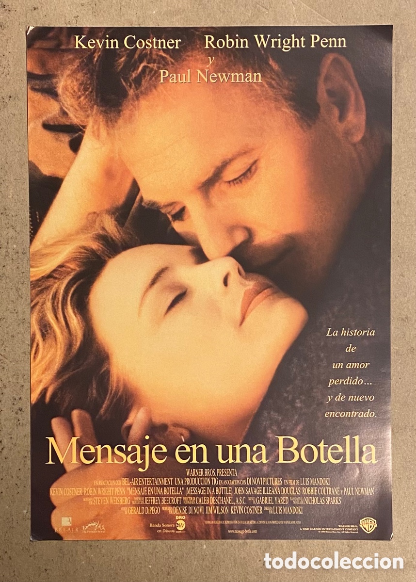 Cine: MENSAJE EN UNA BOTELLA. GU&Iacute;A PROMOCIONAL DE LA PEL&Iacute;CULA. KEVIN COSTNER, PAUL NEWMAN.