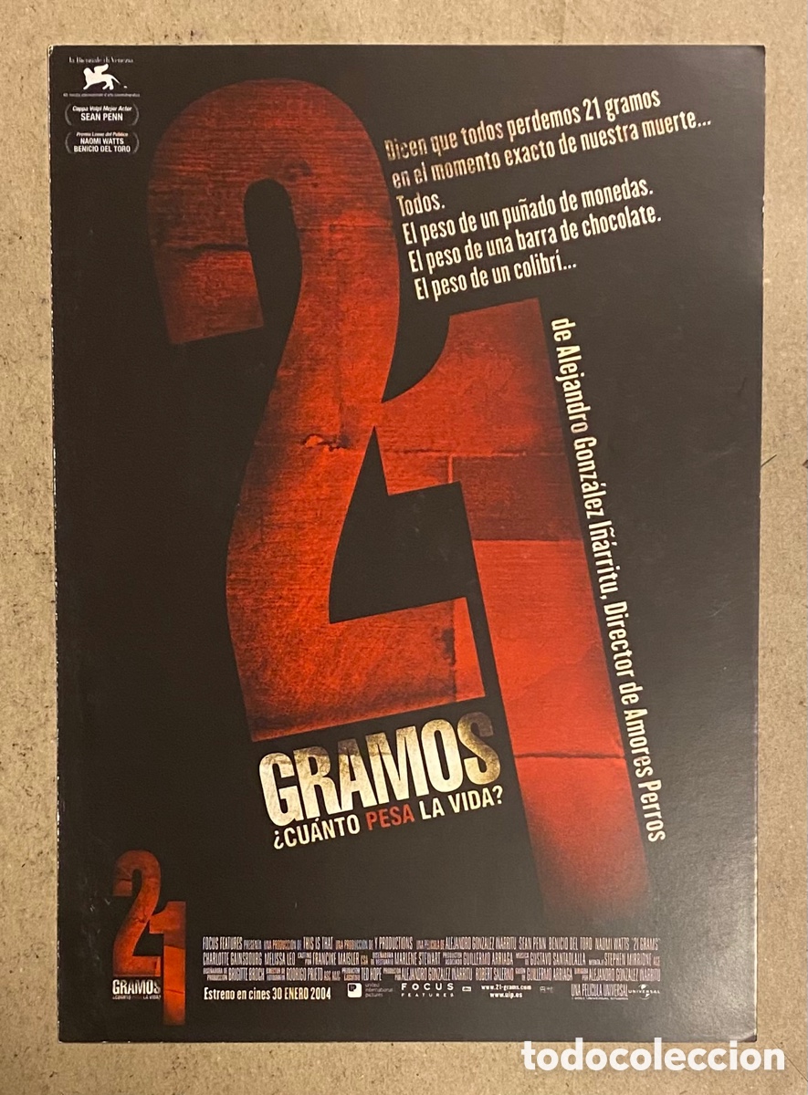Cinema: 21 GRAMOS. GU&Iacute;A PROMOCIONAL DE LA PEL&Iacute;CULA. ALEJANDRO GONZ&Aacute;LEZ I&Ntilde;ARRITU,..
