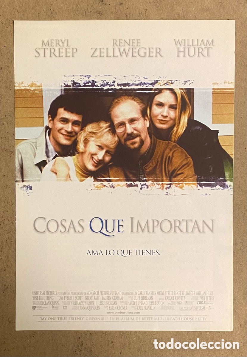 Cinema: COSAS QUE IMPORTAN. GU&Iacute;A PROMOCIONAL DE LA PEL&Iacute;CULA. MERYL STREEP, RENEE ZELLWEGER,..