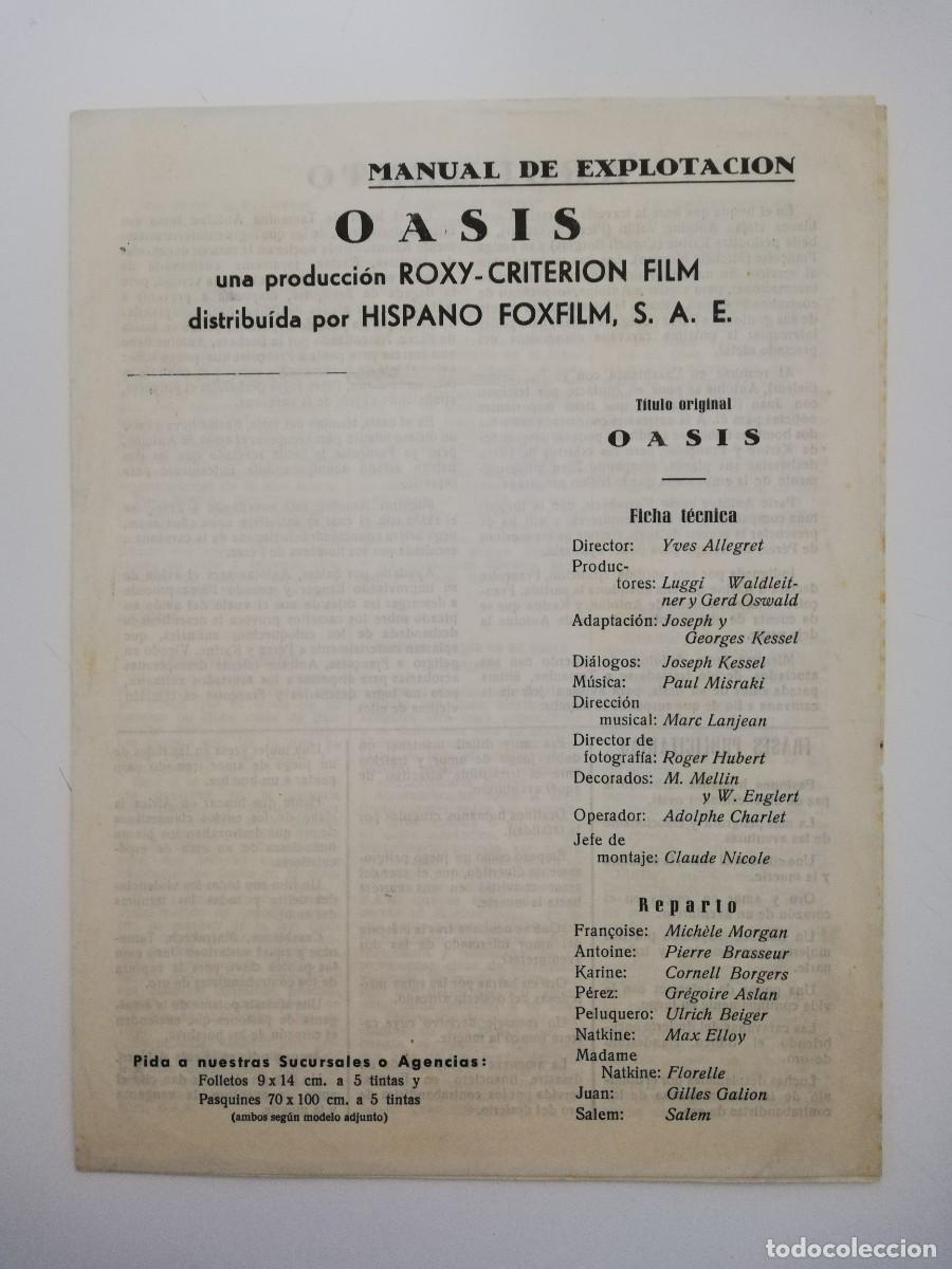 Cinema: GUIA PUBLICITARIA DE CINE OASIS - MICH&Egrave;LE MORGAN - PIERRE BRASSEUR