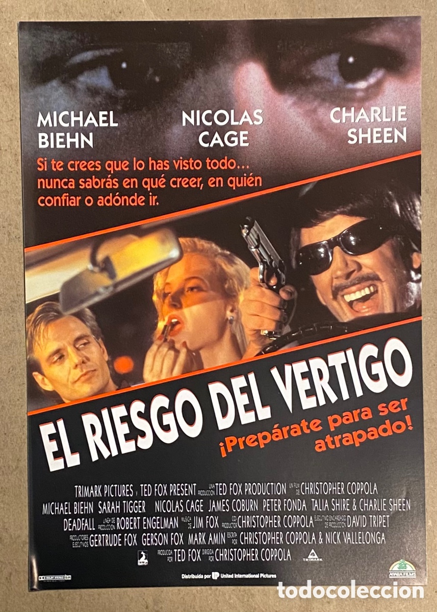 Kino: EL RIESGO DEL V&Eacute;RTIGO. GU&Iacute;A PROMOCIONAL DE LA PEL&Iacute;CULA. NICOLAS CAGE, CHARLIE SHEEN,&hellip;