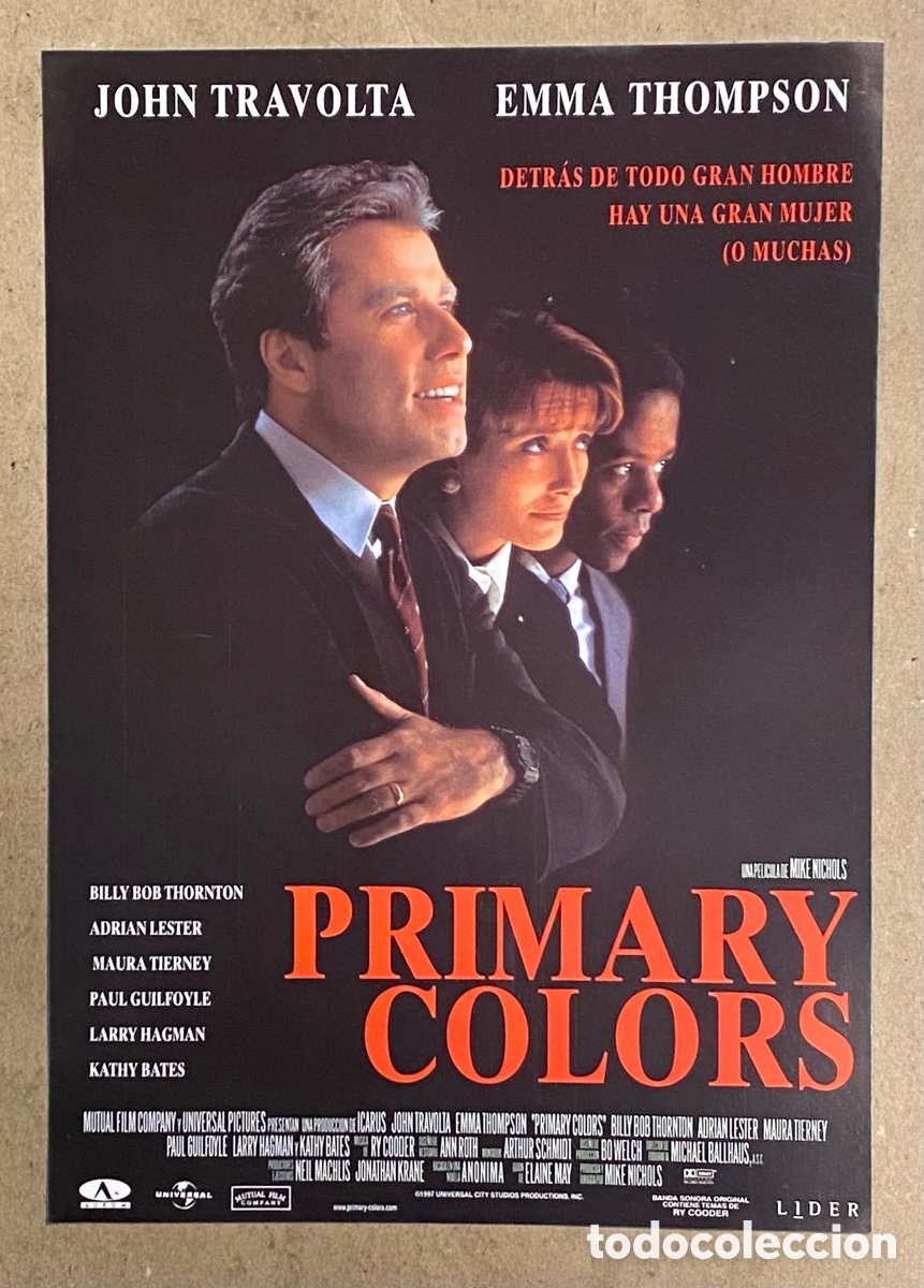 Cine: PRIMARY COLORS. GU&Iacute;A PROMOCIONAL DE LA PEL&Iacute;CULA. JOHN TRAVOLTA, EMMA THOMPSON,&hellip;