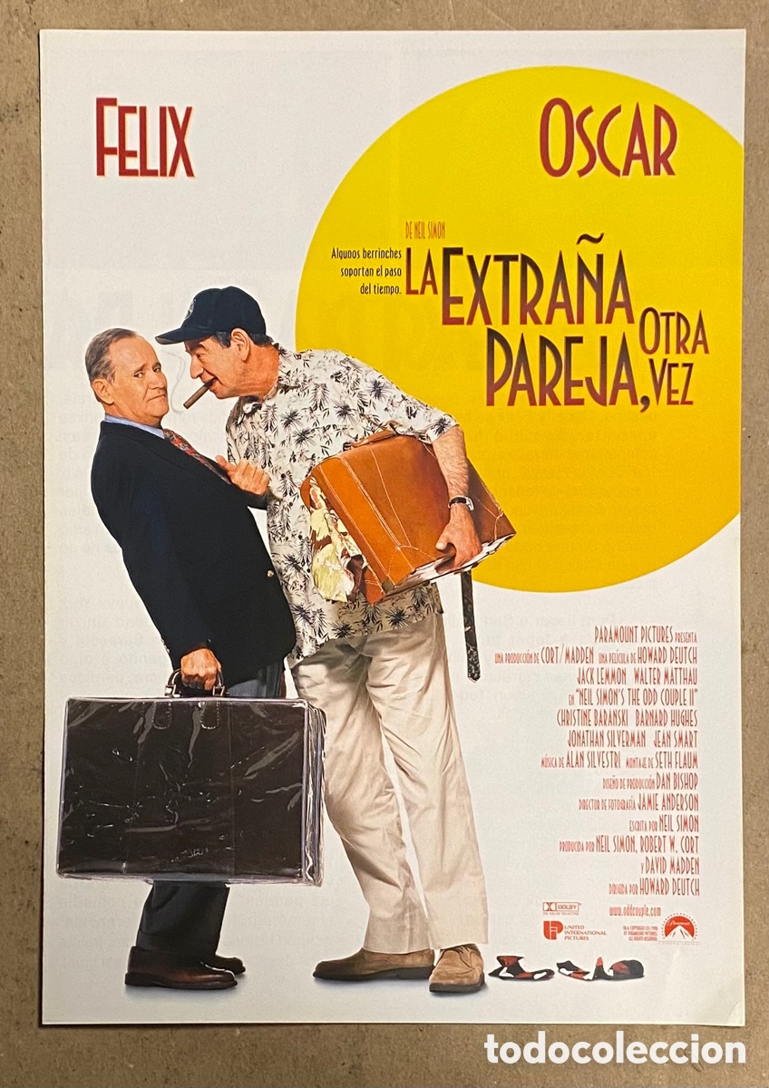 Cinema: LA EXTRA&Ntilde;A PAREJA, OTRA VEZ. GU&Iacute;A PROMOCIONAL DE LA PEL&Iacute;CULA. JACK LEMON, WALTER MATTHAU