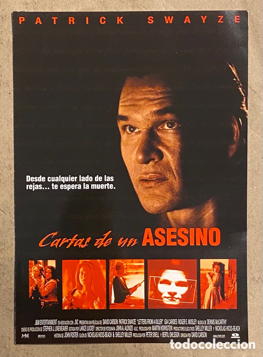 Cinema: CARTAS DE UN ASESINO. GU&Iacute;A PROMOCIONAL DE LA PEL&Iacute;CULA. PATRICK SWAYZE