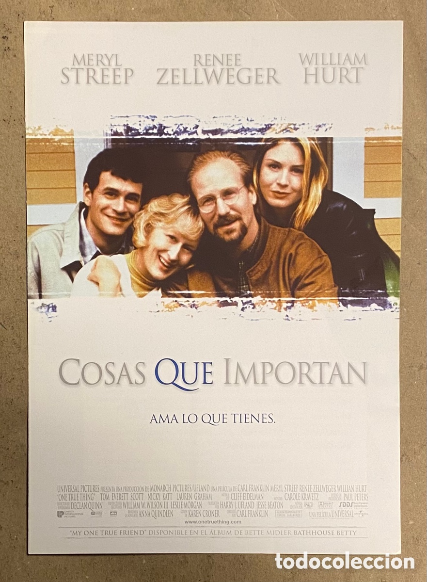Cin&eacute;ma: COSAS QUE IMPORTAN. GU&Iacute;A PROMOCIONAL DE LA PEL&Iacute;CULA. MERYL STREEP, WILLIAM HURT