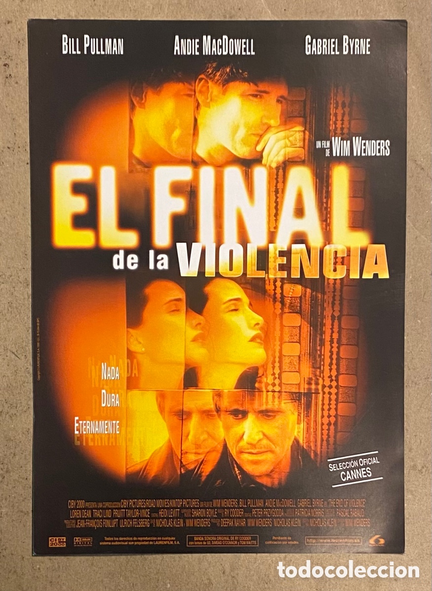 Cinema: EL FINAL DE LA VIOLENCIA. GU&Iacute;A PROMOCIONAL DE LA PEL&Iacute;CULA. WIM WENDERS