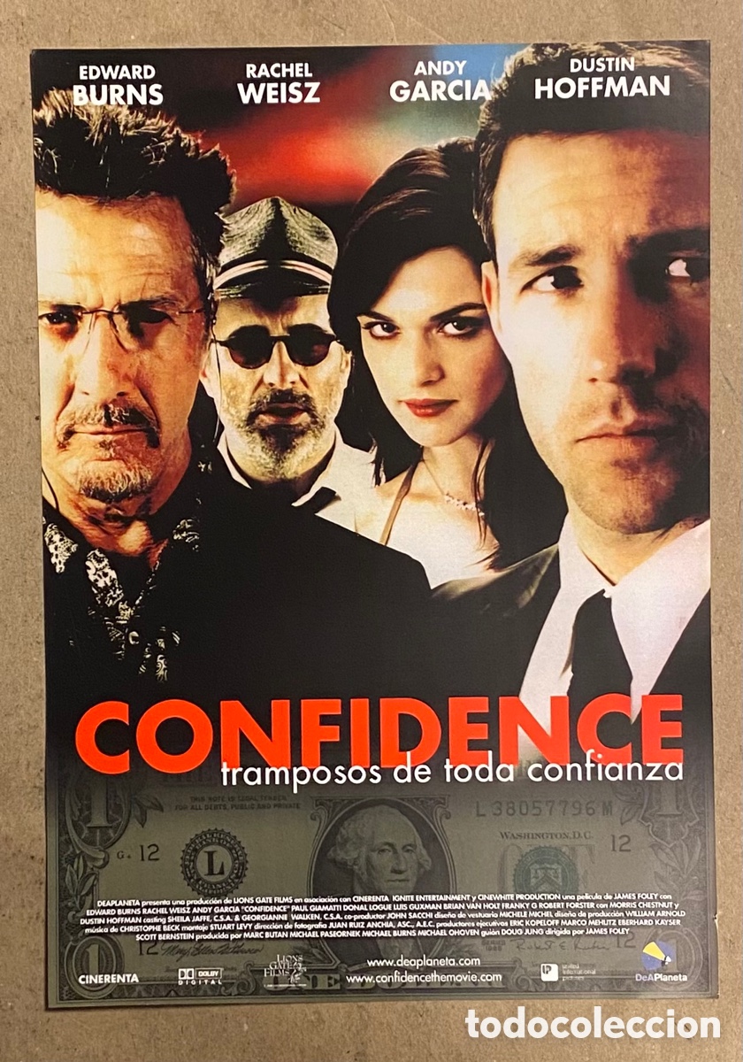 Kino: CONFIDENCE. GU&Iacute;A PROMOCIONAL DE LA PEL&Iacute;CULA. EDWARD BURNS, RACHEL WEISZ