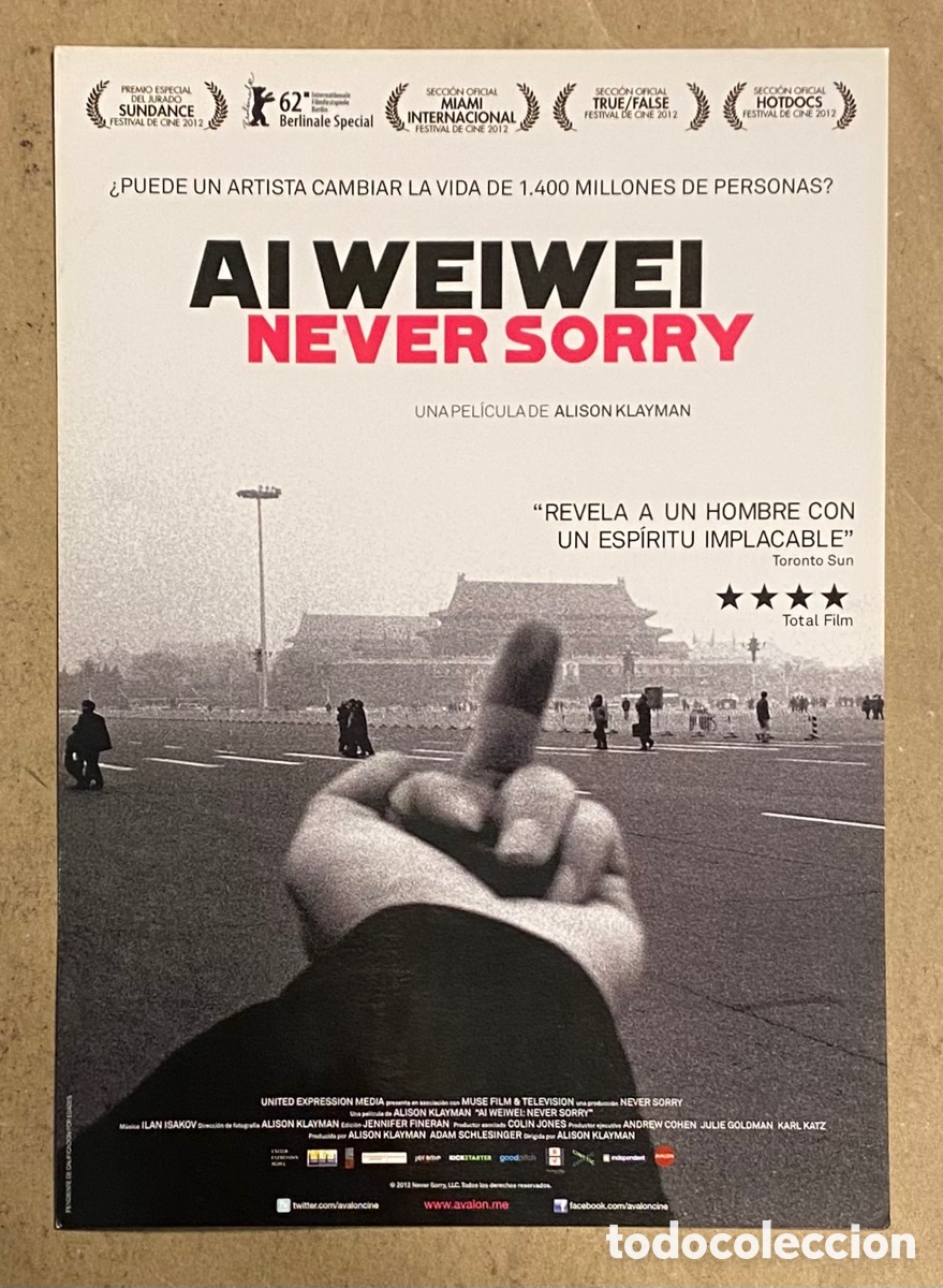 Kino: AI WEIWEI NEVER SORRY. GU&Iacute;A PROMOCIONAL DE LA PEL&Iacute;CULA.