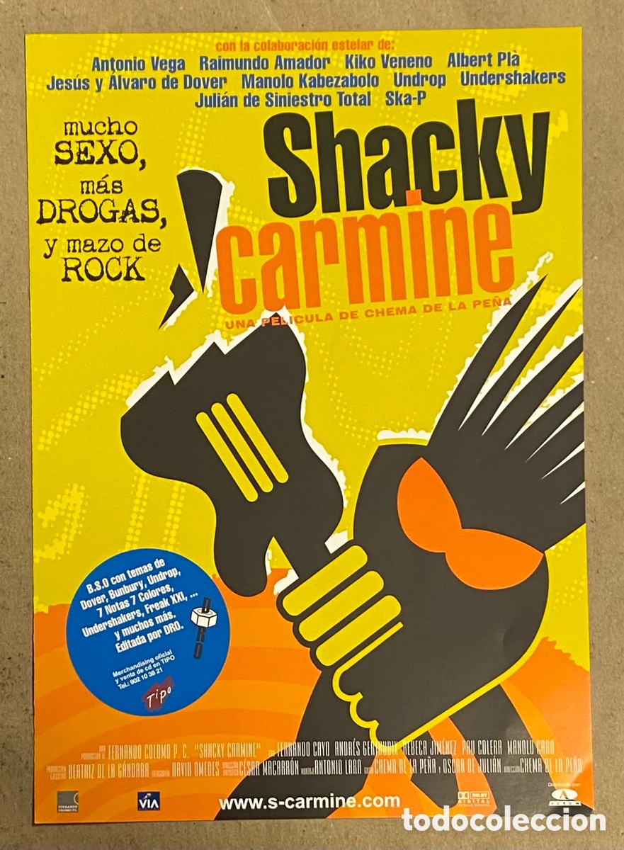 Cinema: SHACKY CARMINE. GU&Iacute;A PROMOCIONAL DE LA PEL&Iacute;CULA. CHEMA DE LA PE&Ntilde;A