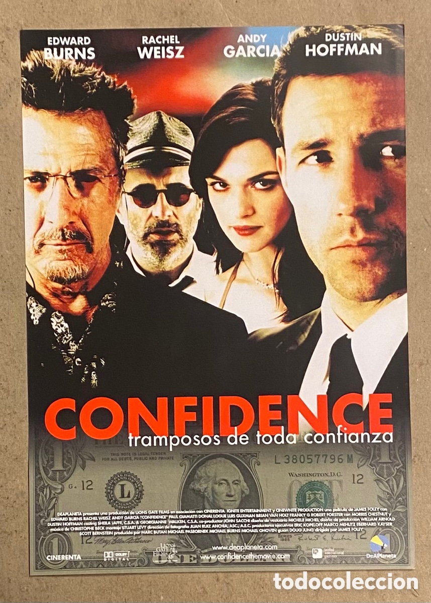 Kino: CONFIDENCE. GU&Iacute;A PROMOCIONAL DE LA PEL&Iacute;CULA. EDAWARD BURNS, RACHEL WEISZ, ANDY GARCIA