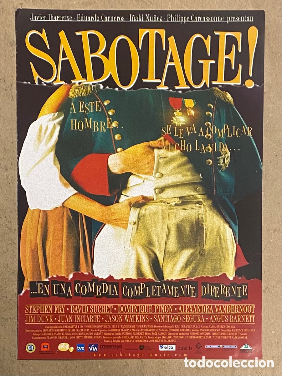 Cinema: SABOTAGE!. GU&Iacute;A PROMOCIONAL DE LA PEL&Iacute;CULA. STEPHEN FRY, SANTIAGO SEGURA