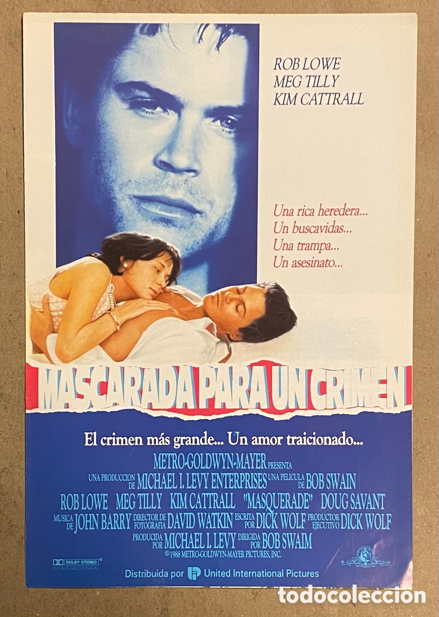 Cinema: MASCARADA PARA UN CRIMEN. GU&Iacute;A PROMOCIONAL DE LA PEL&Iacute;CULA. ROB LOWE