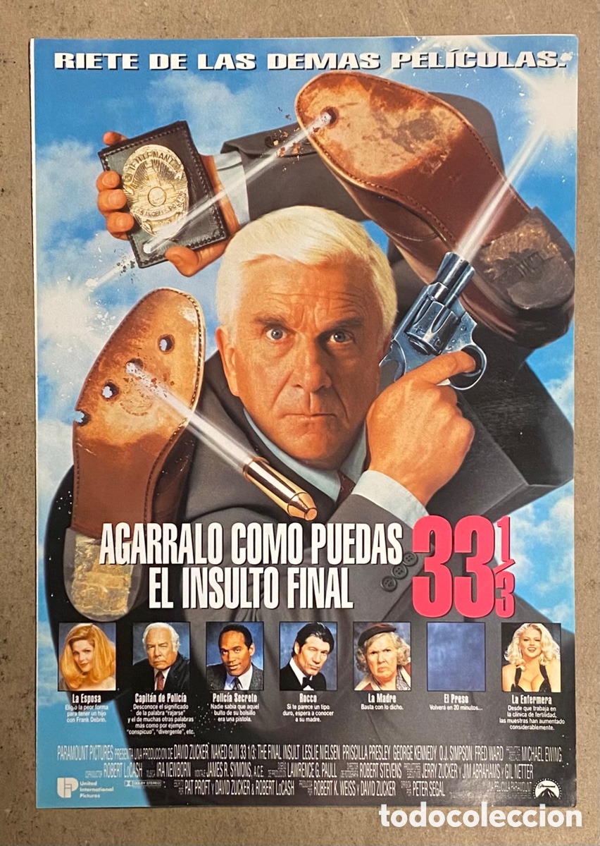 Cinema: AG&Aacute;RRALO COMO PUEDAS 33 1/3. GU&Iacute;A PROMOCIONAL DE LA PEL&Iacute;CULA. LESLIE NIELSEN