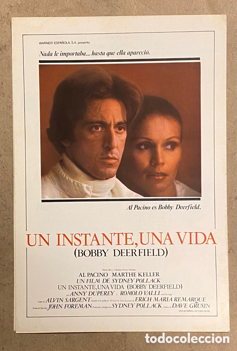 Kino: UN INSTANTE, UNA VIDA. GU&Iacute;A PROMOCIONAL DE LA PEL&Iacute;CULA. SIDNEY POLLACK, AL PACINO,