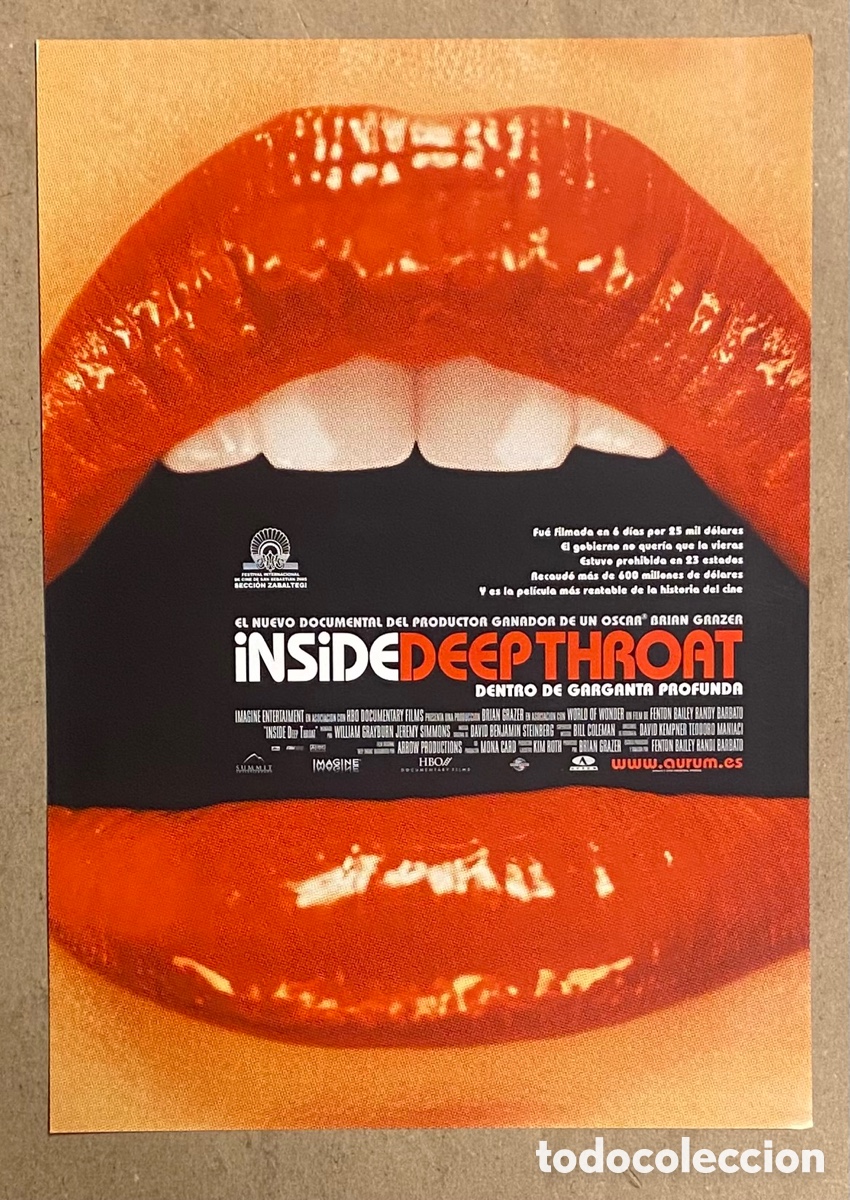 Cin&eacute;ma: INSIDE DEEP THROAT - DENTRO DE GARGANTA PROFUNDA. GU&Iacute;A PROMOCIONAL DE LA PEL&Iacute;CULA.