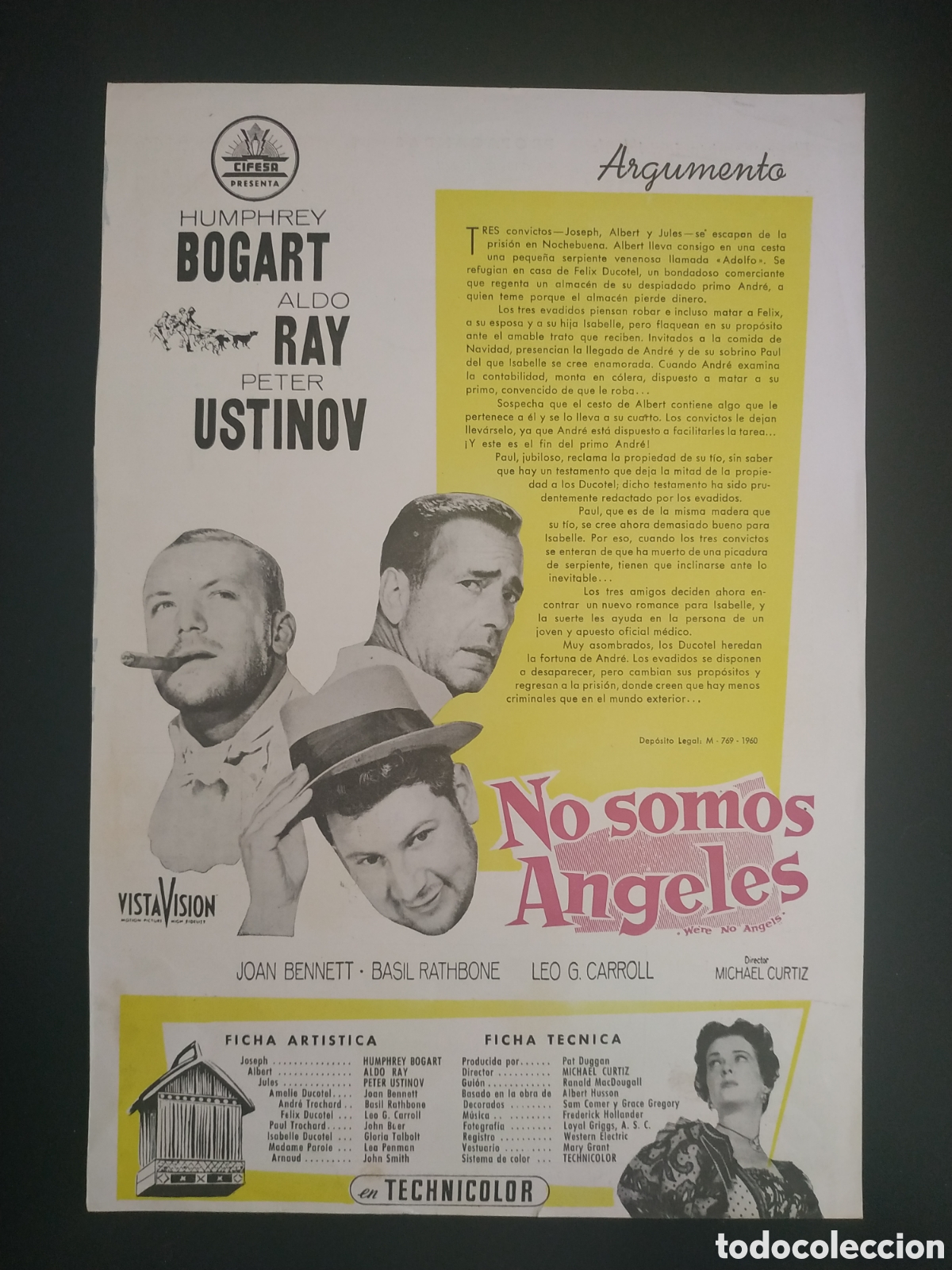 Cine: NO SOMOS ANGELES - HUMPHREY BOGART Y ALDO RAY CON PETER USTINOV - GUIA DE CINE ORIGINAL B36
