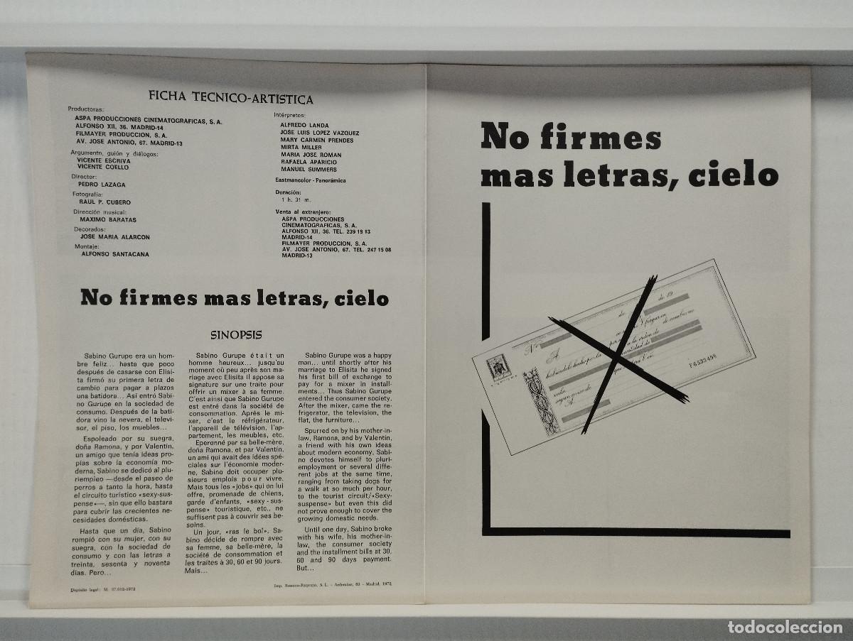 Kino: No firmes m&aacute;s letras, cielo!. Alfredo Landa, Jos&eacute; Luis L&oacute;pez V&aacute;zque, GUIA DE CINE UNIESPA&Ntilde;A A&Ntilde;O 1973