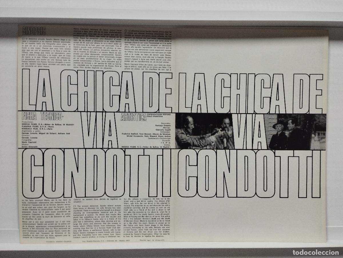 Cine: LA CHICA DE VIA CONDOTTI. FREDERICK STAFFORD, FEMI BENUSSI, GUIA DE CINE UNIESPA&Ntilde;A A&Ntilde;O 1975