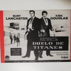 Cine: GUIA PUBLICITARIA DE CINE DUELO DE TITANES - BURT LANCASTER - KIRK DOUGLAS
