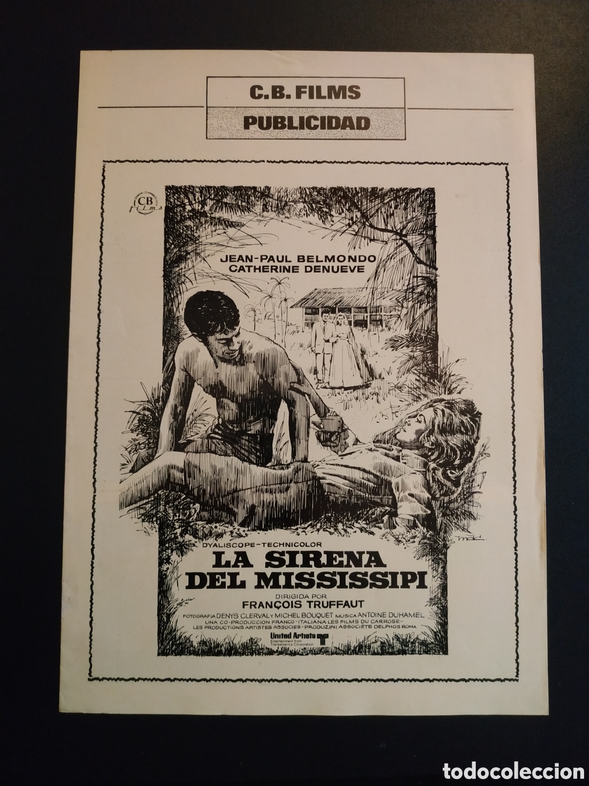 Cin&eacute;ma: LA SIRENA DEL MISSISSIPI - JEAN PAUL BELMONDO Y CATHERINE DENUEVE - GUIA DE CINE ORIGINAL B38