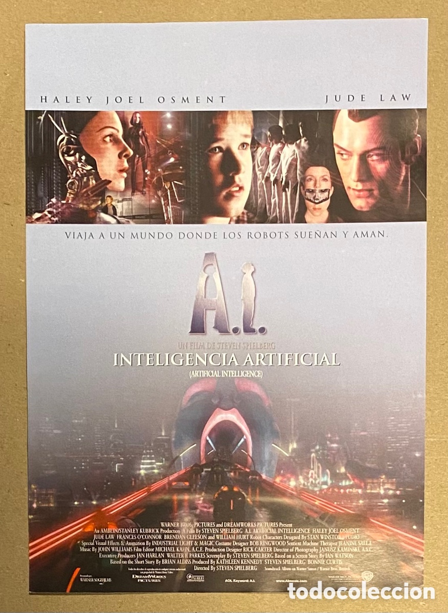 Cin&eacute;ma: A.I. INTELIGENCIA ARTIFICIAL. GU&Iacute;A PROMOCIONAL DE LA PEL&Iacute;CULA DE STEVEN SPIELBERG.