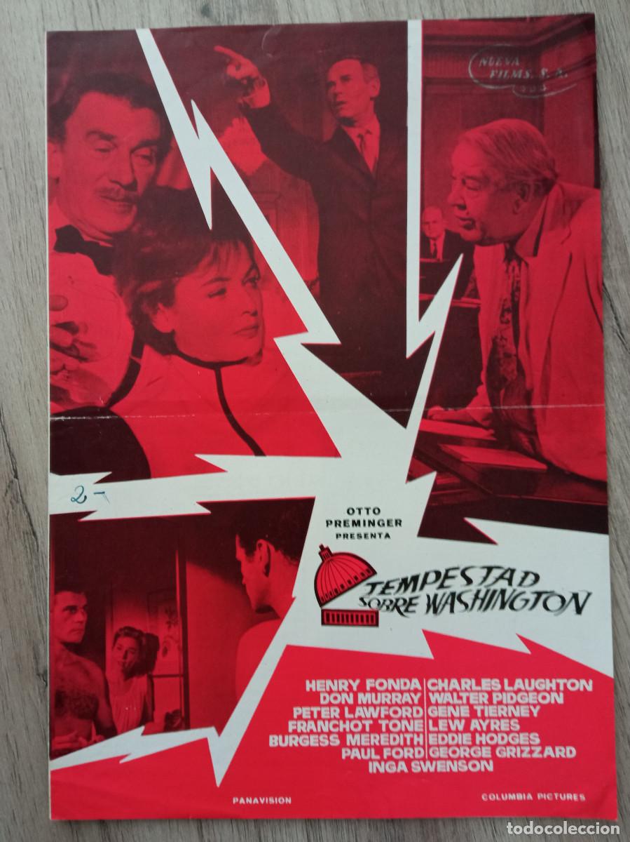 Cinema: GU&Iacute;A PUBLICITARIA DE LA PEL&Iacute;CULA TEMPESTAD SOBRE WASHINGTON, HENRY FONDA, 2 HOJAS