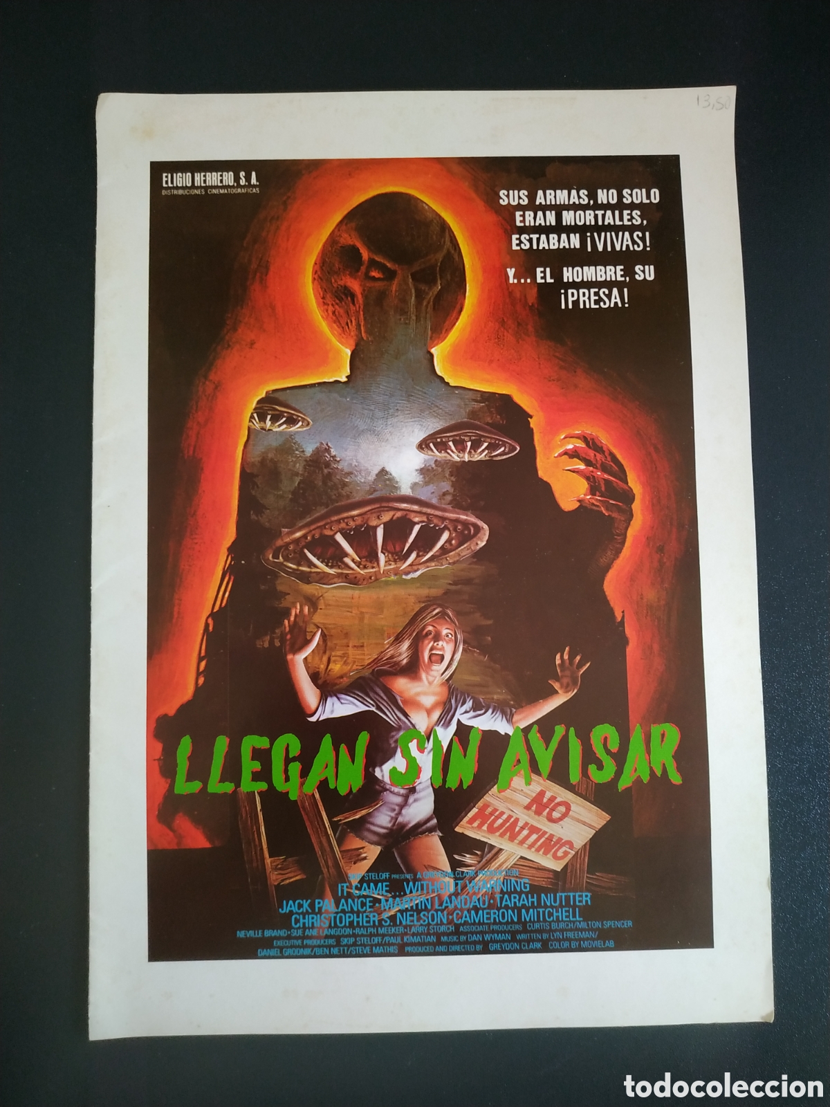 Cinema: LLEGAN SIN AVISAR - JACK PALANCE Y MARTIN LANDAU - ELIGIO HERRERO SA - GUIA DE CINE ORIGINAL B54