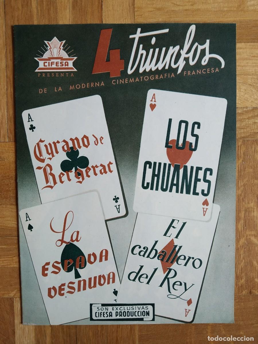 Cine: GUIA PROGRAMA CIFESA CYRANO DE BERGERAC LOS CHUANES LA ESPADA DESNUDA EL CABALLERO DEL REY