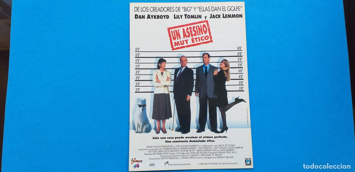 Cin&eacute;ma: GUIA PUBLICITARIA: UN ASESINO MUY &Eacute;TICO. 8 P&aacute;ginas. Con: DAN AYKROYD, LILY TOMLIN Y JACK LEMMON.