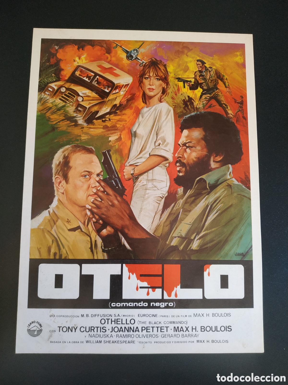 Cin&eacute;ma: OTELO COMANDO NEGRO - TONY CURTIS JOANNA PETTET MAX H. BOULOIS - IZARO - GUIA DE CINE ORIGINAL B63