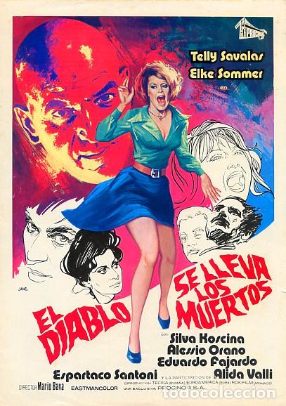 Cine: EL DIABLO SE LLEVA LOS MUERTOS GU&Iacute;A ORIGINAL DOBLE CON FOTOS ESTRENO TERROR DE CULTO MARIO BAVA