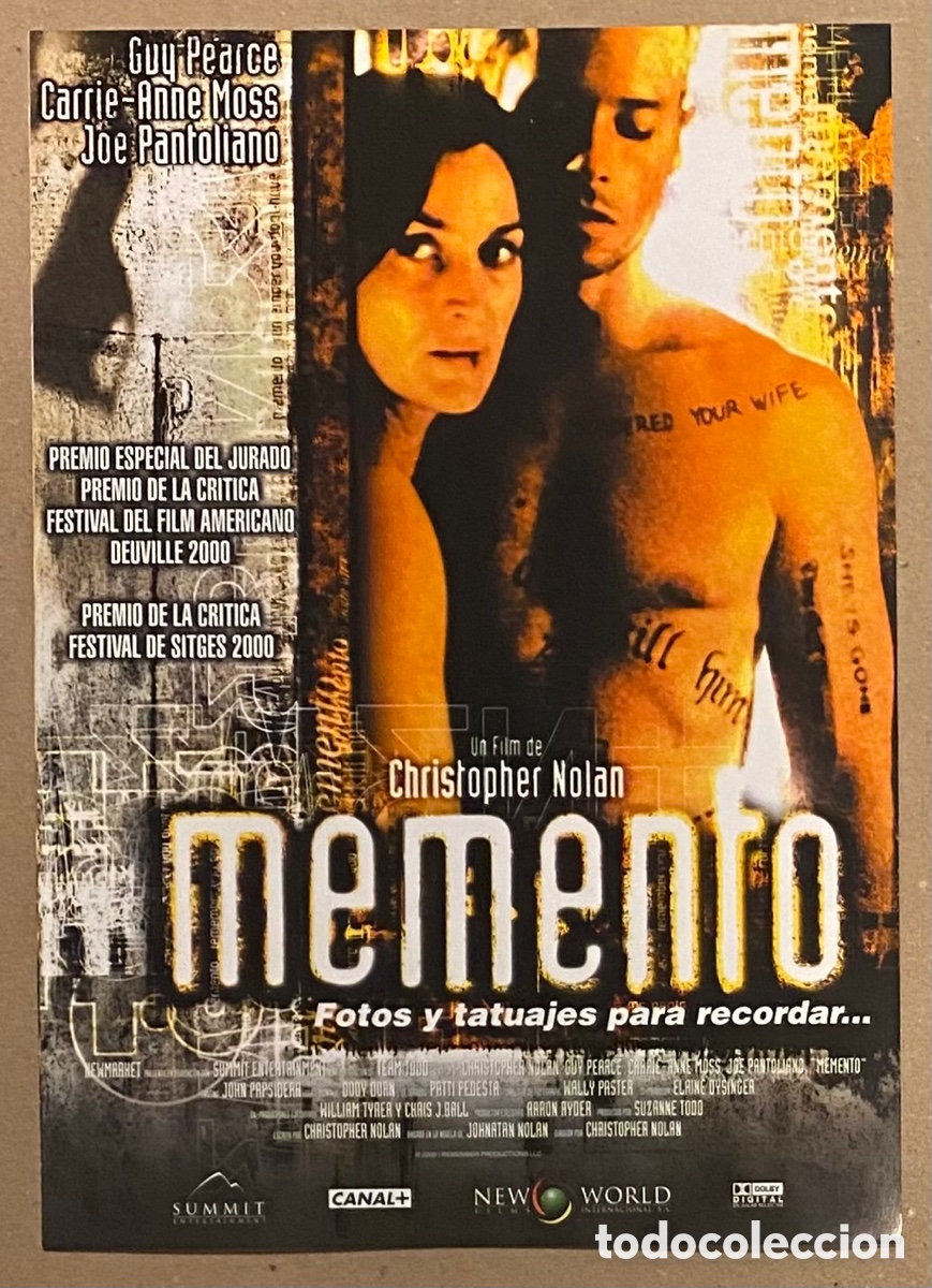 Cine: MEMENTO. GU&Iacute;A PROMOCIONAL DE LA PEL&Iacute;CULA DE CHRISTOPHER NOLAN.