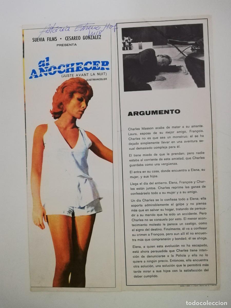 Cinema: GUIA PUBLICITARIA DE CINE AL ANOCHECER - STEPHANE AUDRAN - MICHEL BOUQUET