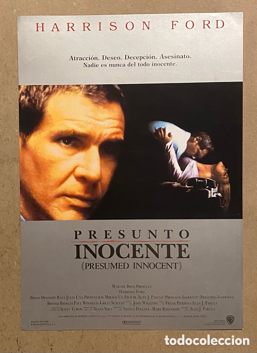 Cine: PRESUNTO INOCENTE. GU&Iacute;A PROMOCIONAL DE LA PEL&Iacute;CULA HARRISON FORD, RAUL JULIA,&hellip;