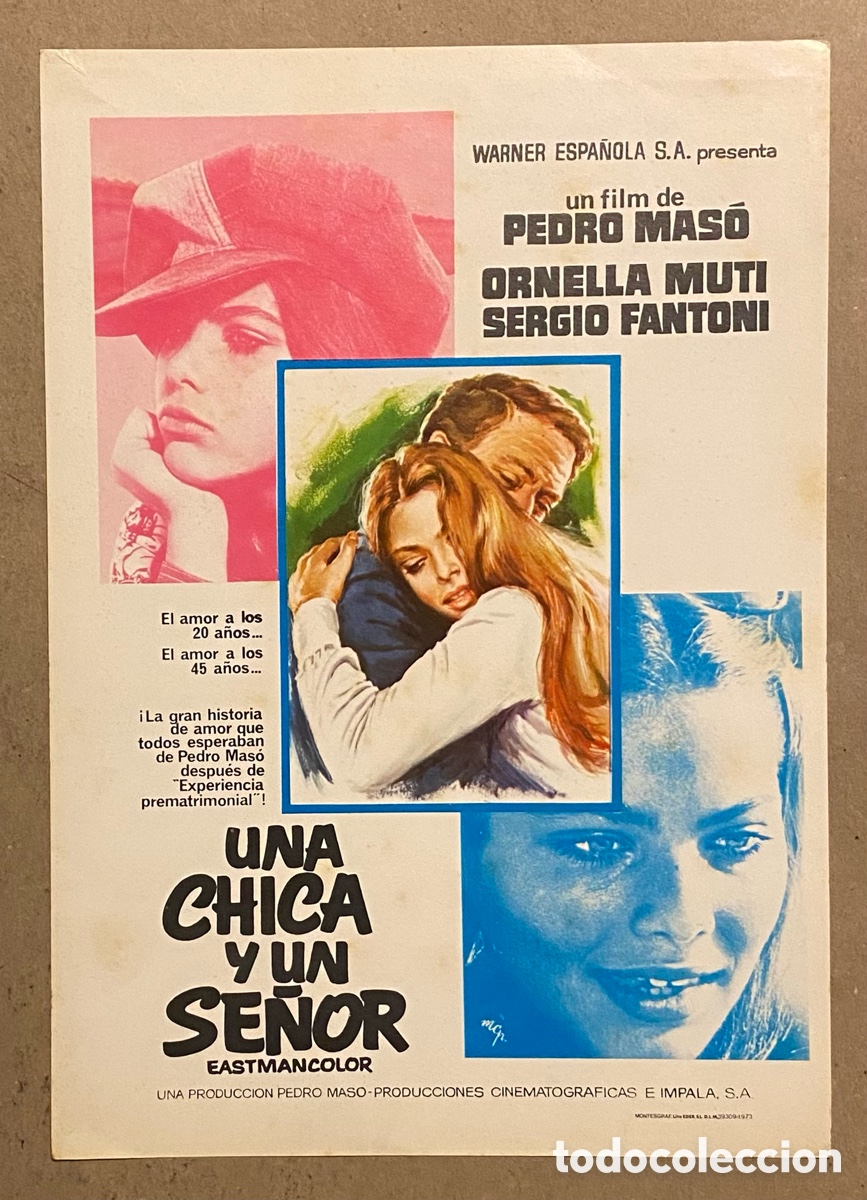 Cinema: UNA CHICA Y UN SE&Ntilde;OR. GU&Iacute;A PROMOCIONAL DE LA PEL&Iacute;CULA PEDRO MAS&Oacute;, ORNELLA MUTI,..