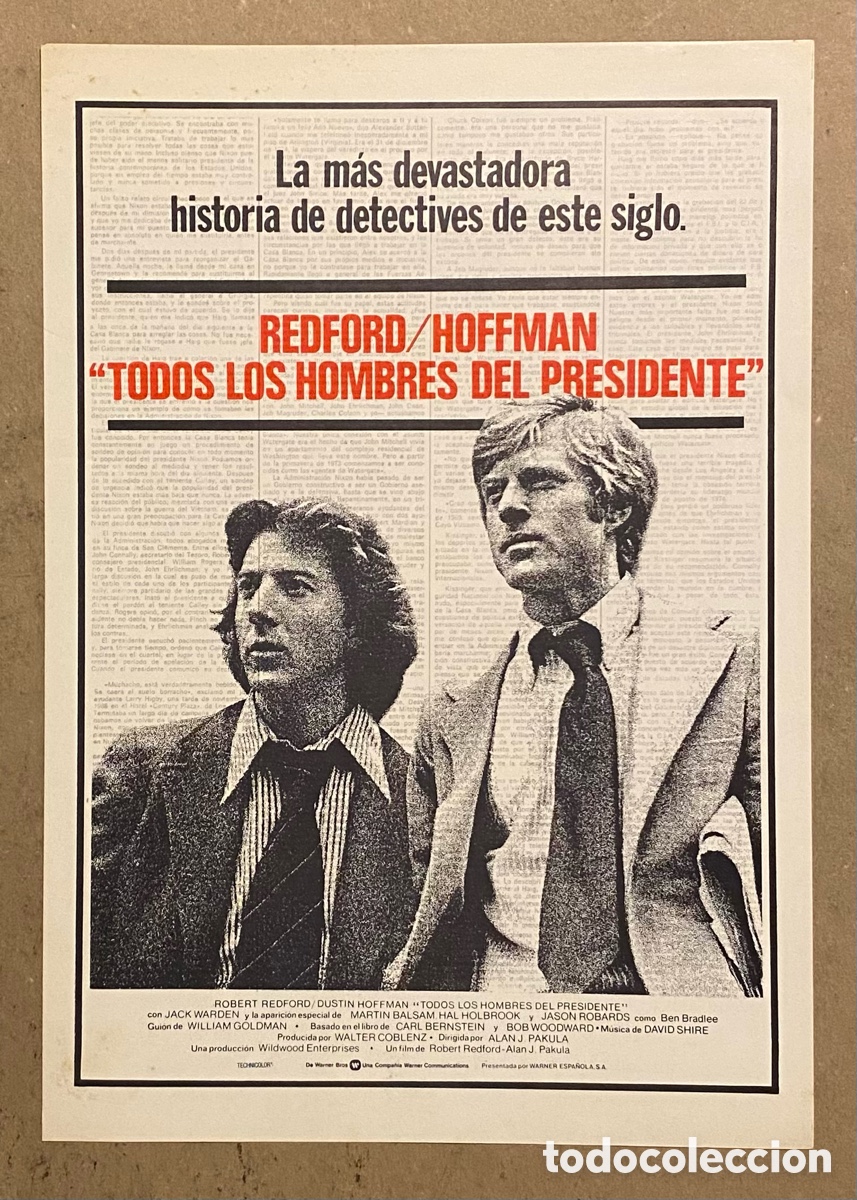 Cine: TODOS LOS HOMBRES DEL PRESIDENTE. GU&Iacute;A PROMOCIONAL DE LA PEL&Iacute;CULA DE ROBERT REDFORD, PAUL NEWMAN