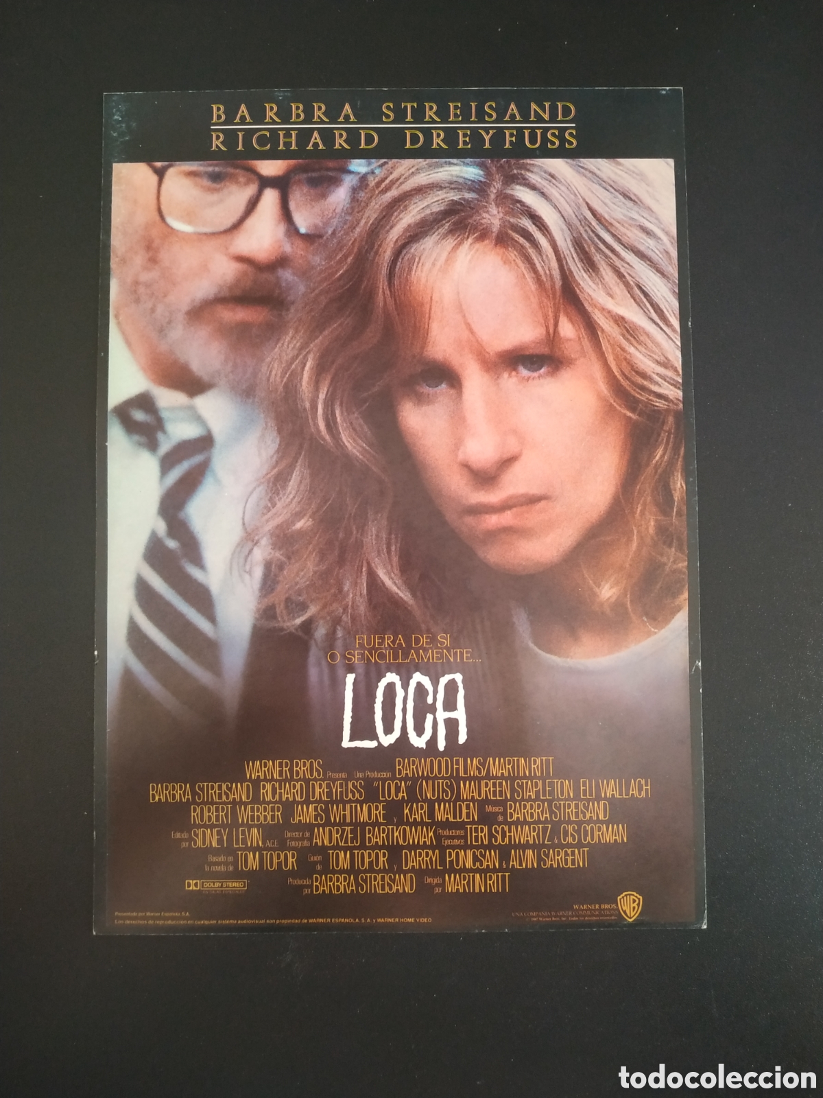 Cine: LOCA - BARBRA STREISAND Y RICHARD DREYFUSS - WARNER BROS - GUIA DE CINE ORIGINAL B71