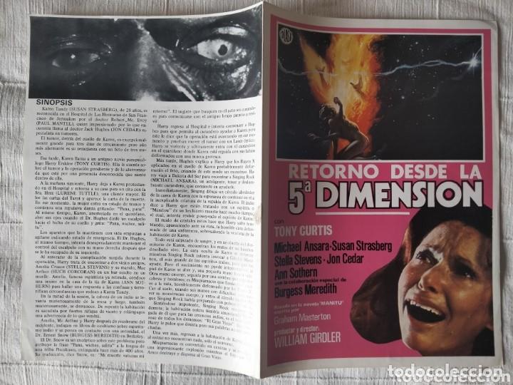 Cine: Retorno desde la 5 dimensi&oacute;n - Gu&iacute;a publicitaria original de cine