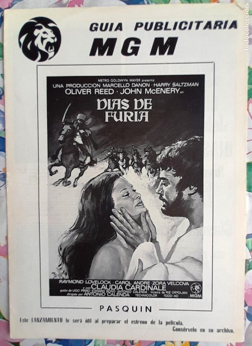 Cine: MGM ''DIAS DE FURIA'' OLIVER REED JOHN McENERY DIR. ANTONIO CALENDA - PUBLICIDAD DEL LANZAMIENTO