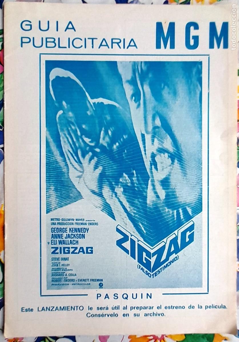 Cine: MGM 'ZIG ZAG' GEORGE KENNEDY ANNE JACKSON ELI WALLACH - PUBLICIDAD DEL LANZAMIENTO