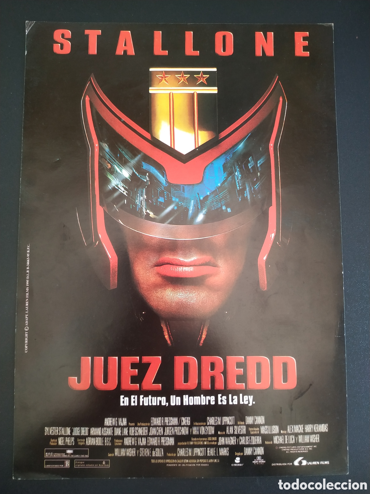 Cine: JUEZ DREDD - SYLVESTER STALLONE ARMAND ASSANTE DIANE LANE - LAUREN FILMS GUIA DE CINE ORIGINAL B79