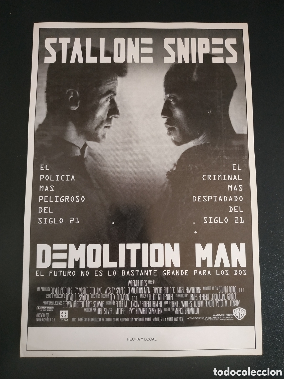 Cine: DEMOLITION MAN - SYLVESTER STALLONE Y WESLEY SNIPES - WARNER BROS - GUIA DE CINE ORIGINAL B83