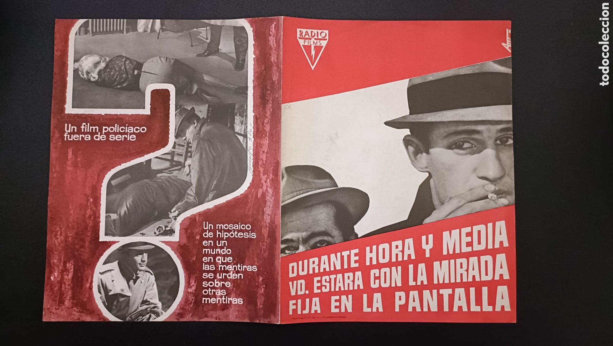 Cine: EL CONFIDENTE - JEAN PAUL BELMONDO Y SEGE REGGIANI - RADIO FILMS - GUIA DE CINE ORIGINAL B84